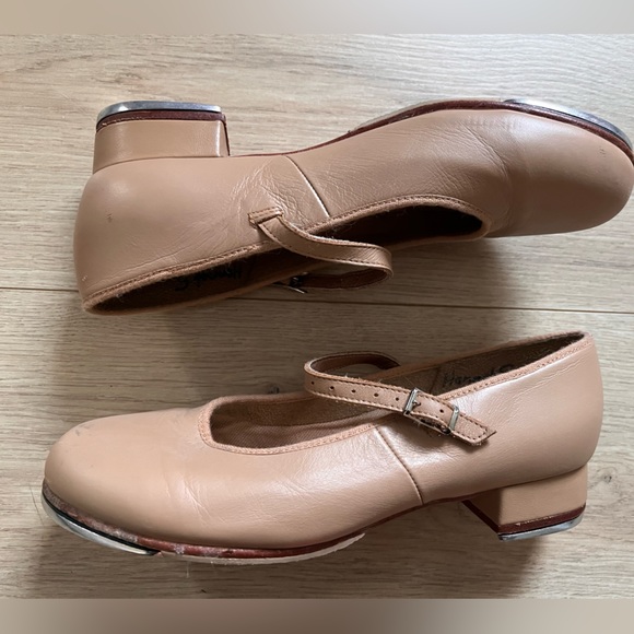 Bloch Tap-on cream tan Mary Jane Buckle leather Adult Tap shoes Techno Dance 7.5 - Picture 11 of 13